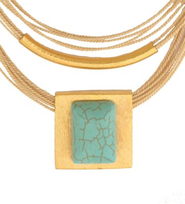 Maxi Collar Laterra Dijen Cuadrado Turqueza