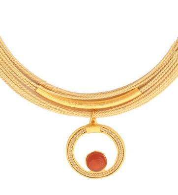 Collar Laterra Dijen Redondo con Piedra Agata de Fuego