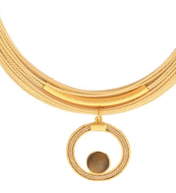 Collar Laterra Dijen Redondo con Piedra Ojo de Tigre