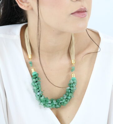 Maxi Collar Laterra Cuarzo Verde Tejido