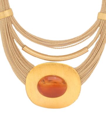 Maxi collar laterra ovalado ágata de fuego